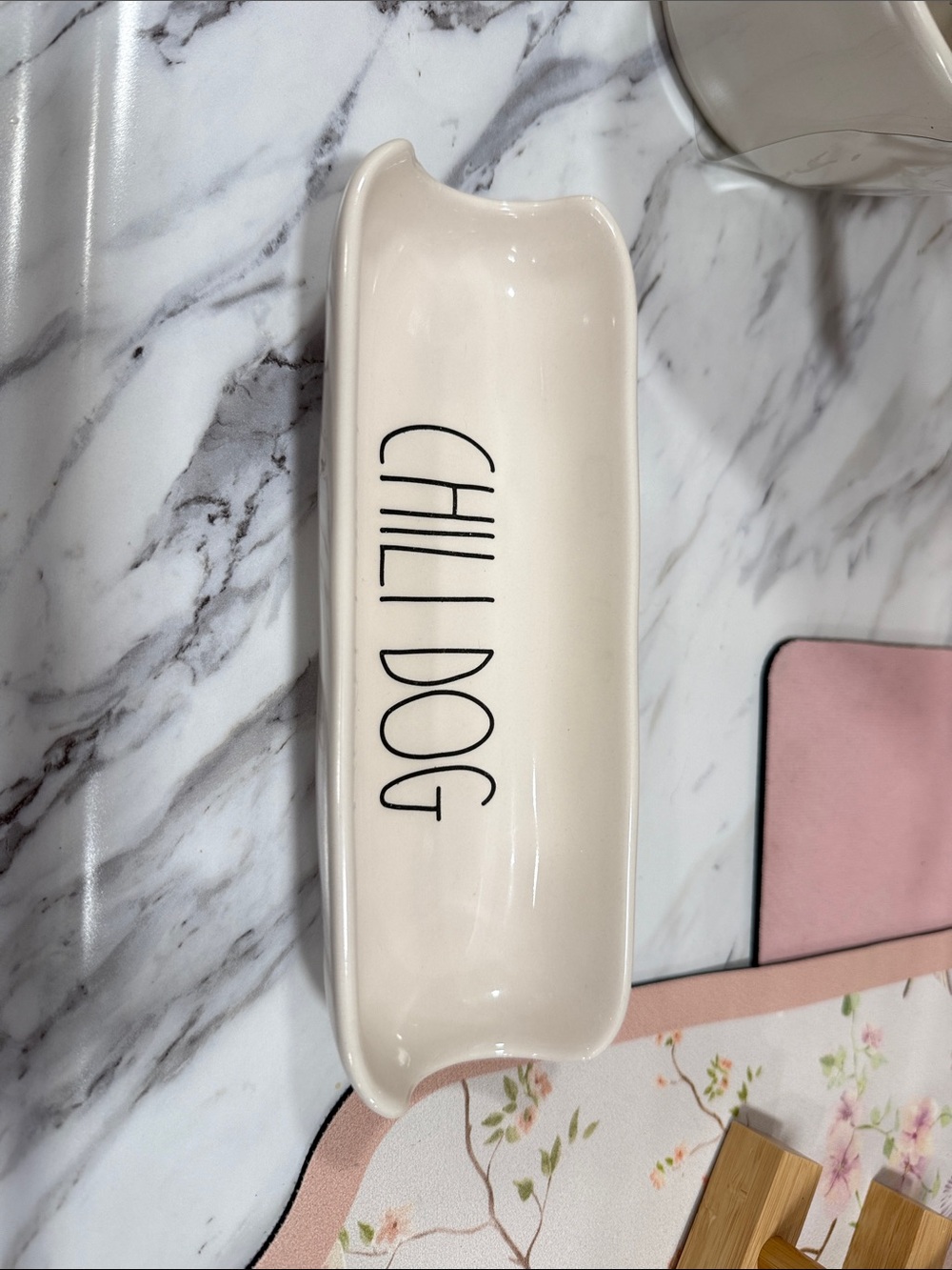 Rae Dunn Ceramic Chili Dog Serving Dish - Cream